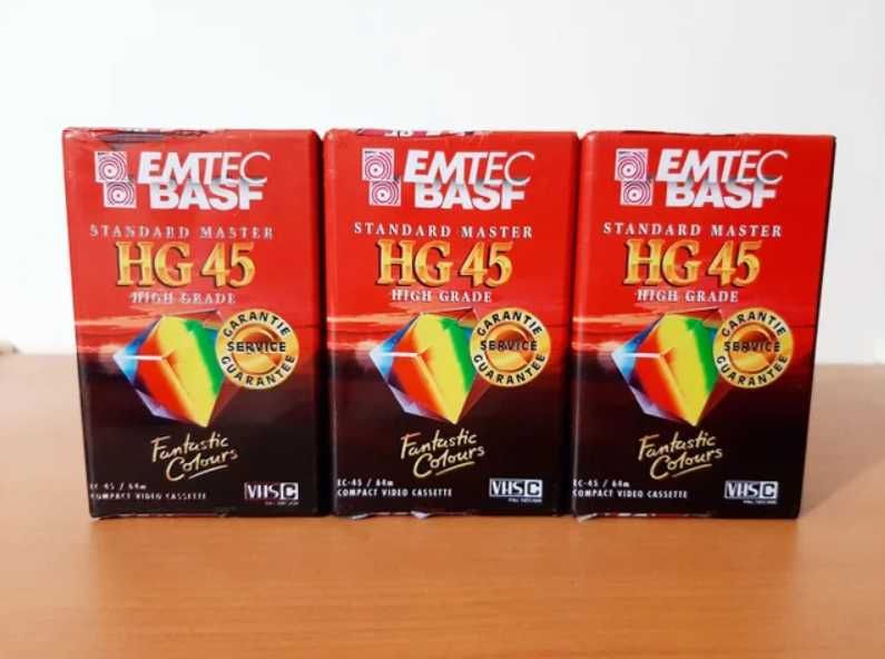 Lote 3x Cassetes Basf VHS-C High Grade HG45