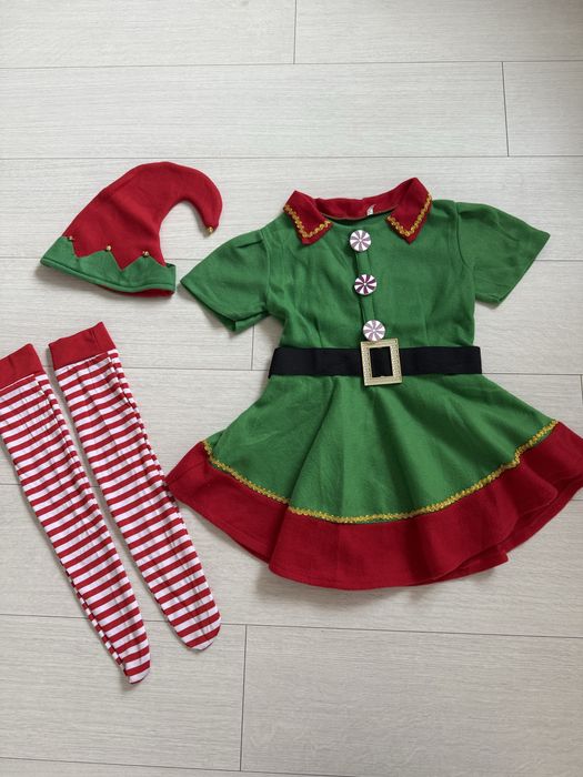 Новорічний костюм сукня Ельфа (5-6 років) шапка гетри