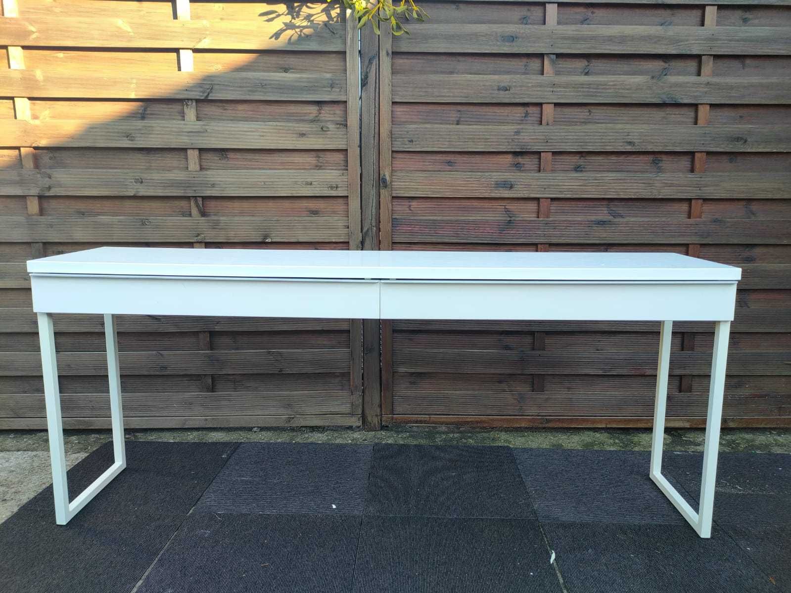 Biała toaletka IKEA Burs 180 cm połysk duże biurko