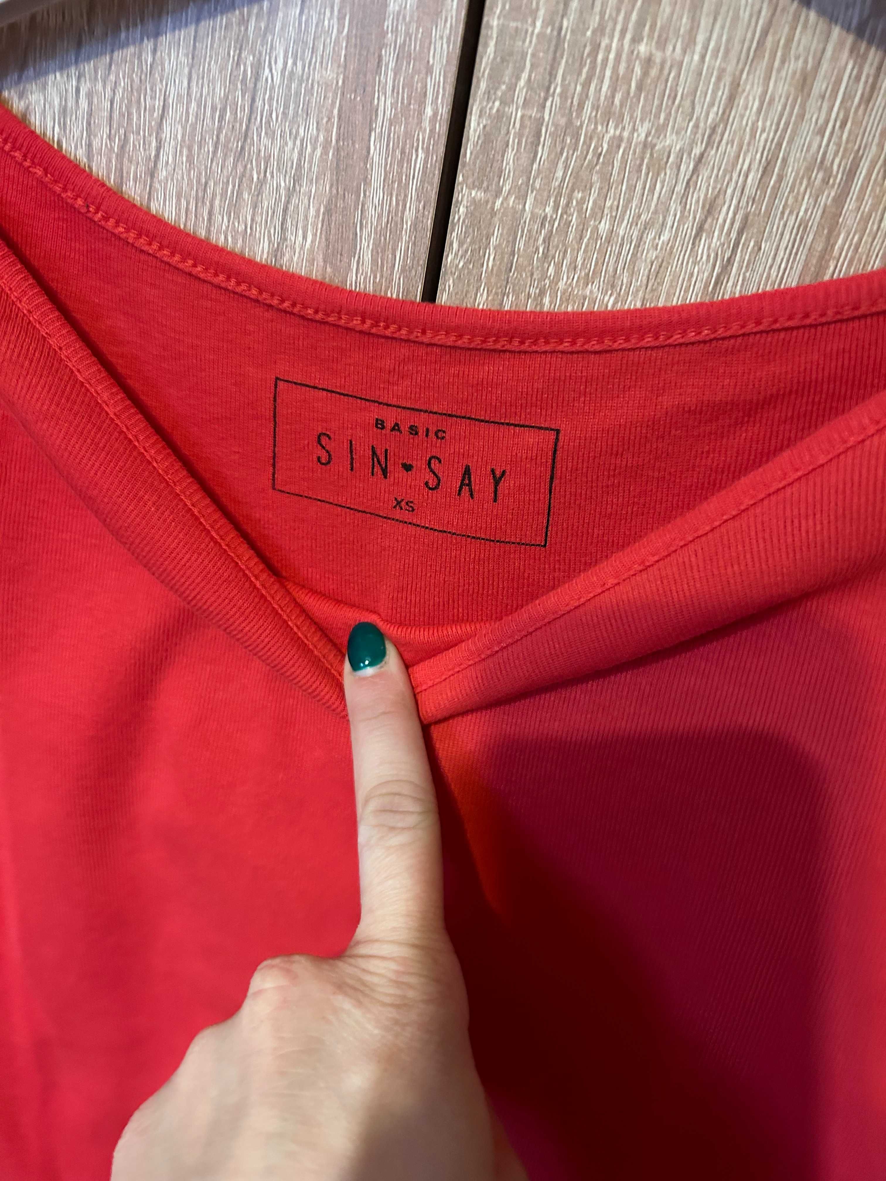 Koszulka bluzka na długi rękaw Sinsay basic XS 34 czerwona