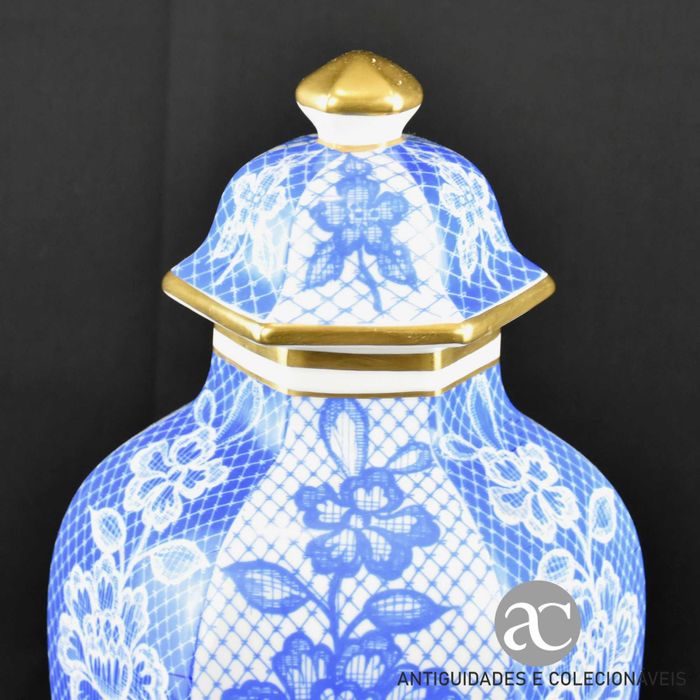 Pote sextavado com tampa porcelana Artibus