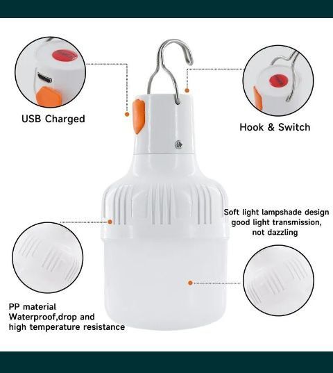 Кемпінгова usb-перезаряджувана світлодіодна лампа 60 вт