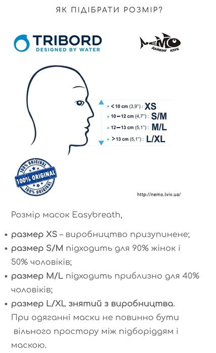 Панорамна маска для плавання Decathlon Easybreath M/L