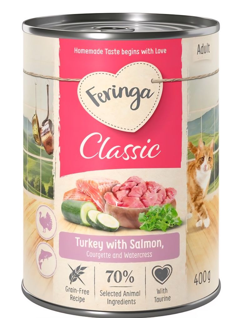 24x400g Feringa Classic INDYK ŁOSOŚ dla kota 
Wysokiej jakości karma m