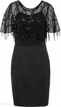 Елегантне та стильне новорічне чорне плаття футляр з паєтками 46-48 рр