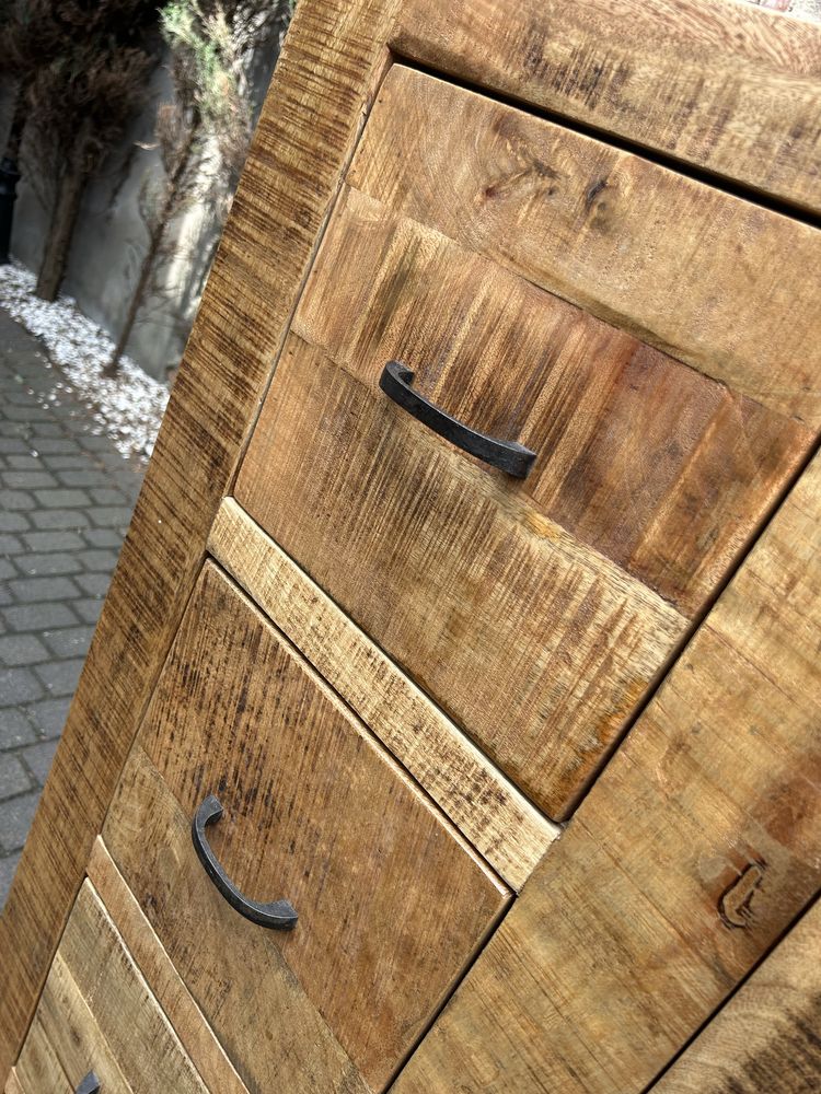 Komoda Kolonialna Witryna Loft Kredens Lite Drzewo Teak Stan BDB