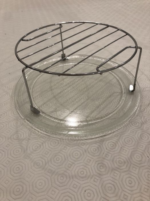 Prato base/grelha para microondas e cesto para fritar