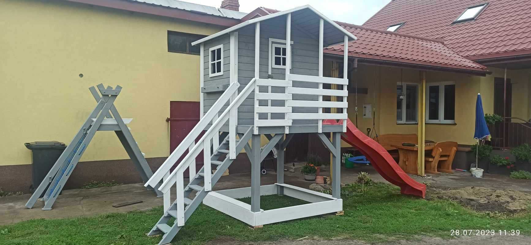 Domek Filip dla dzieci drewniany zjeżdżalnia
