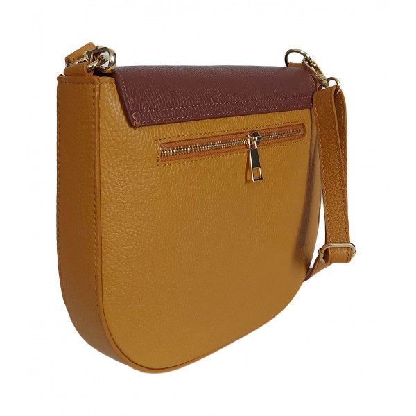 Włoska Skórzana Listonoszka, Pojemna Camel Z Brązem Vpp38Cm