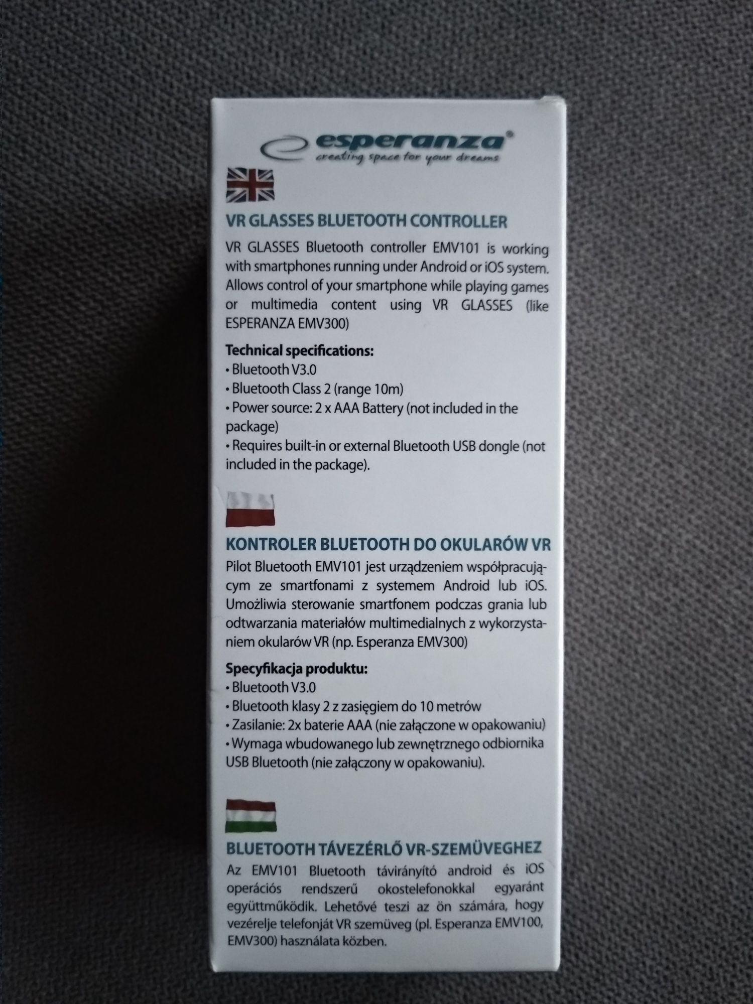 Kontroler Bluetooth do okularów VR Esperanza EMV101