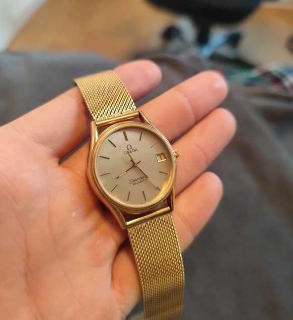 Zegarek Omega męski semaster quartz kalendarz lata 70' pozłacany