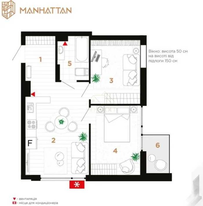 2кім квартира з чудовим краєвидом в ЖК Manhattan