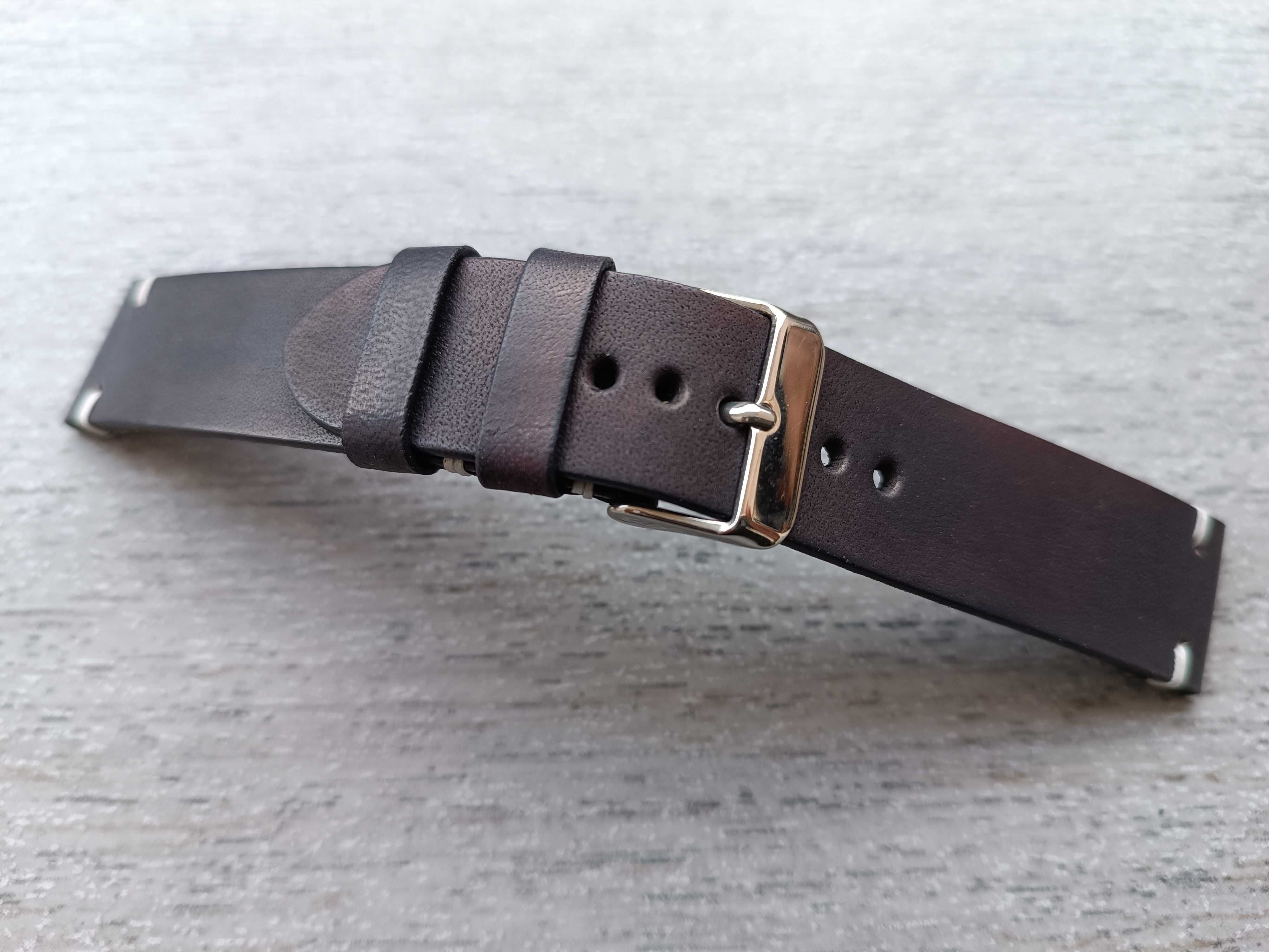 Szary skórzany pasek zegarka 20 mm