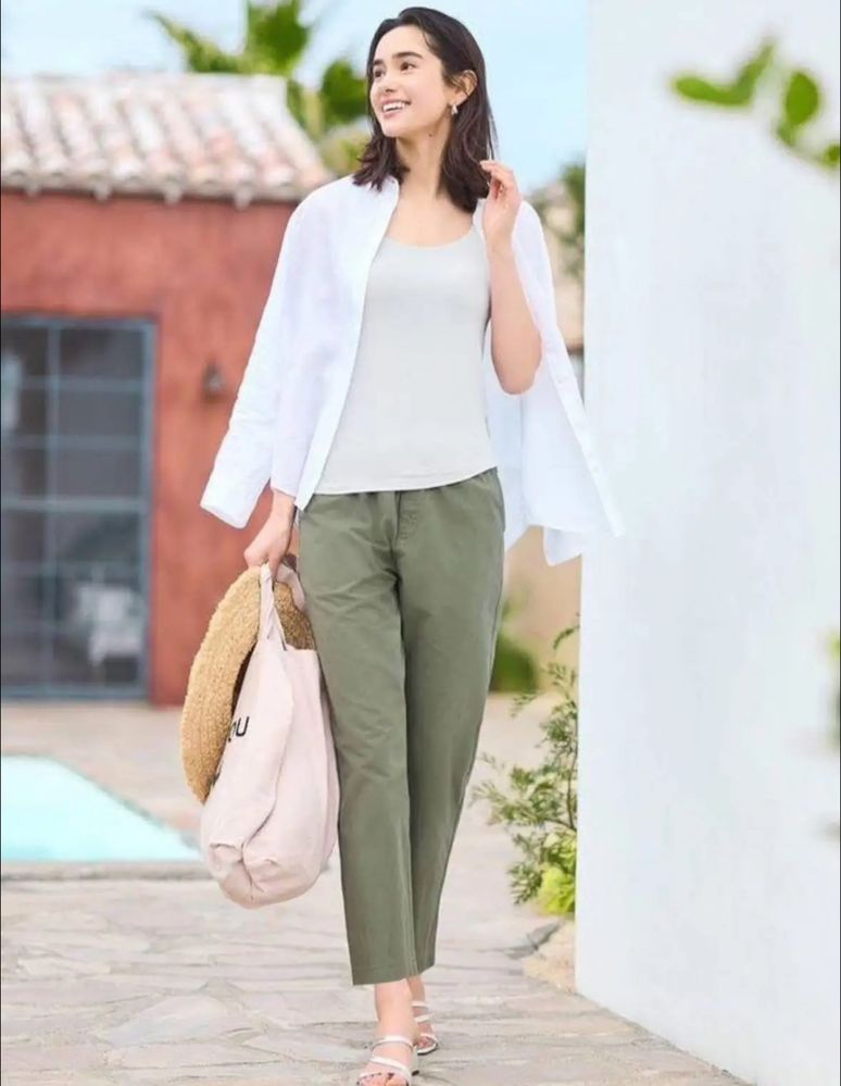 Бавовняні штани uniqlo cotton relaxed ankle trousers