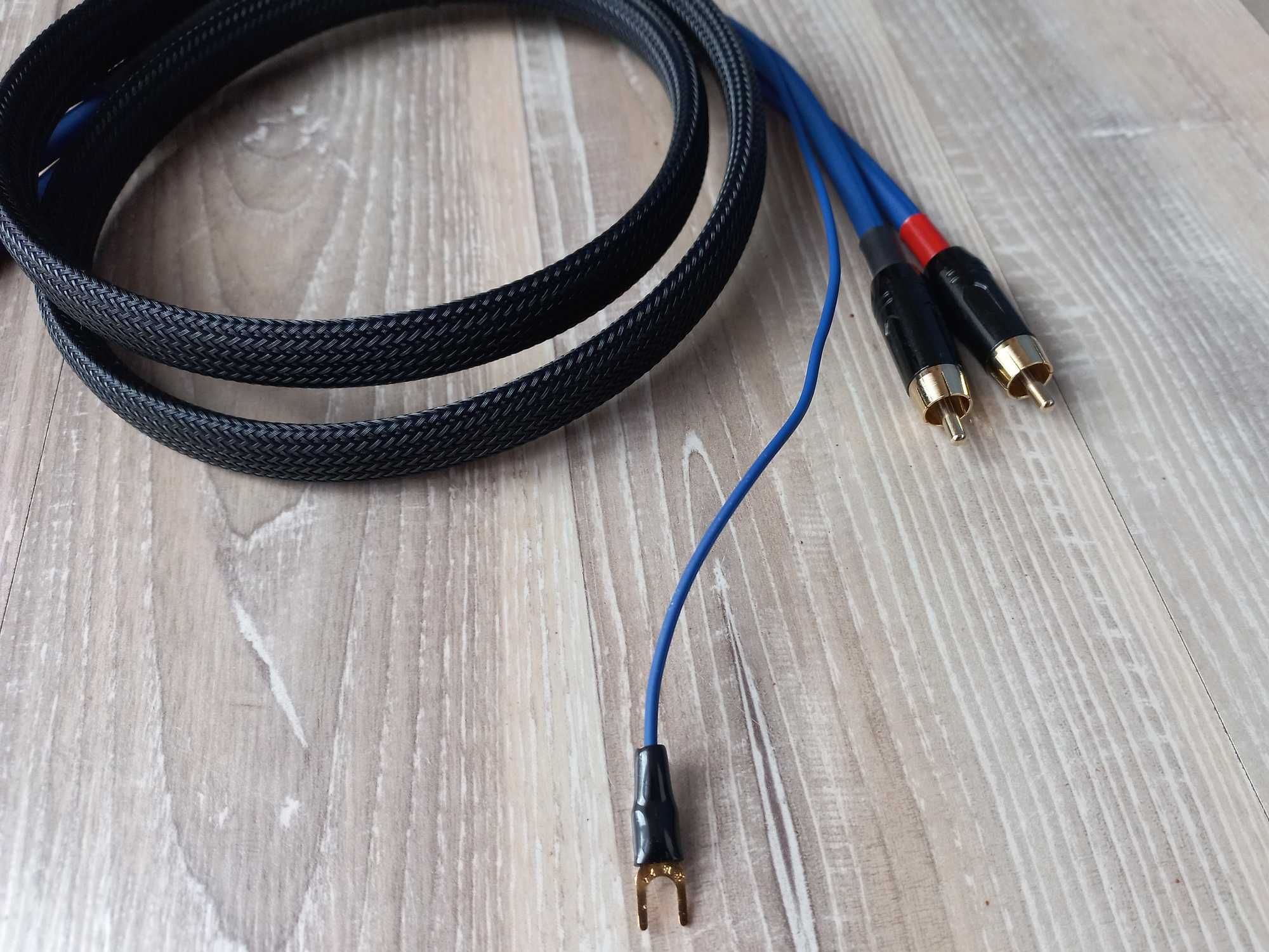 Interkonekt gramofonowy Hi-Fi / Kabel do gramofonu z uziemieniem