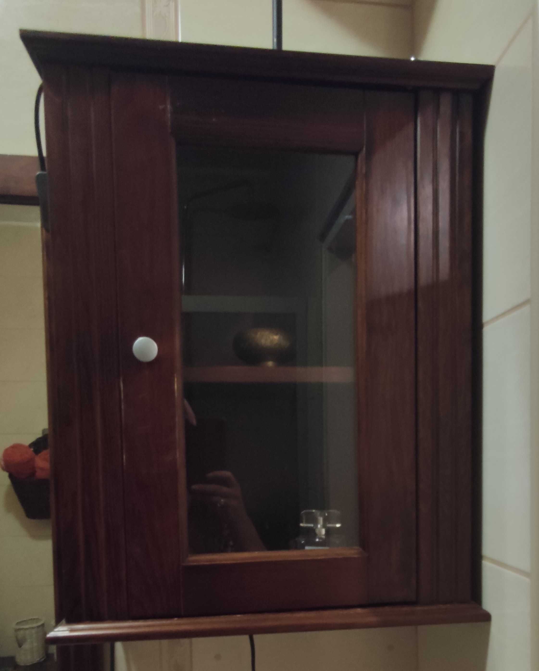 Szafka do łazienki wenge drewniana komplet lustro