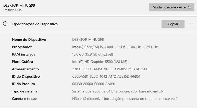 Portátil Dell Latitude e7450