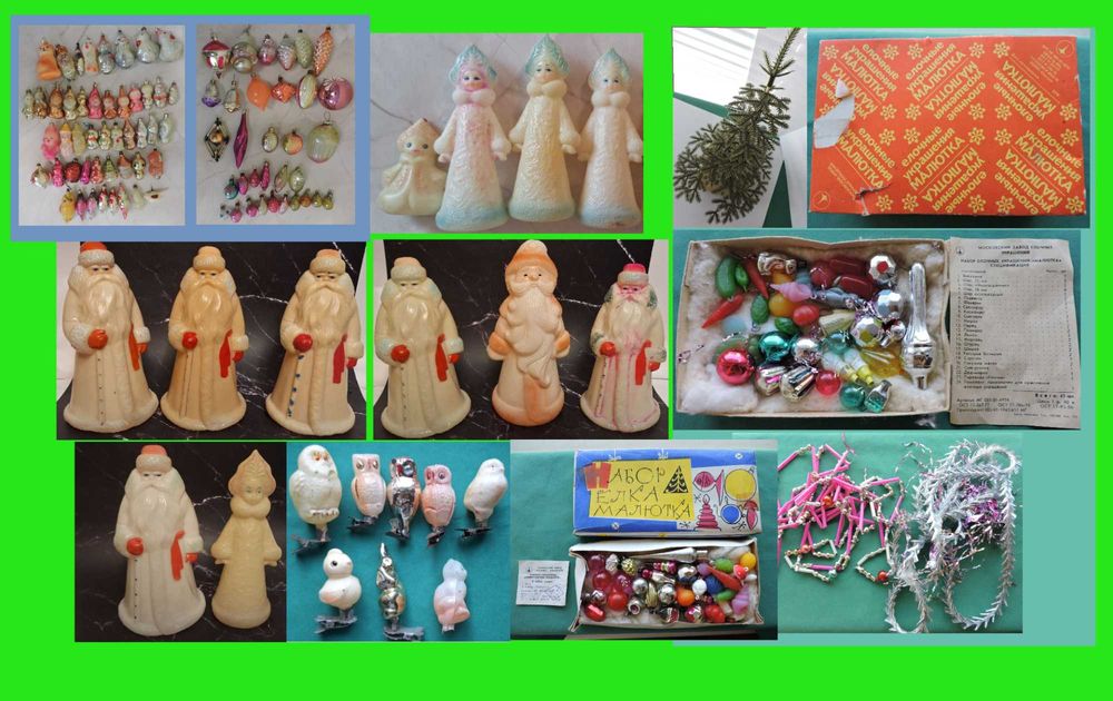 Дед мороз снегурочка елочные игрушки СССР новогодние малютка на ёлку