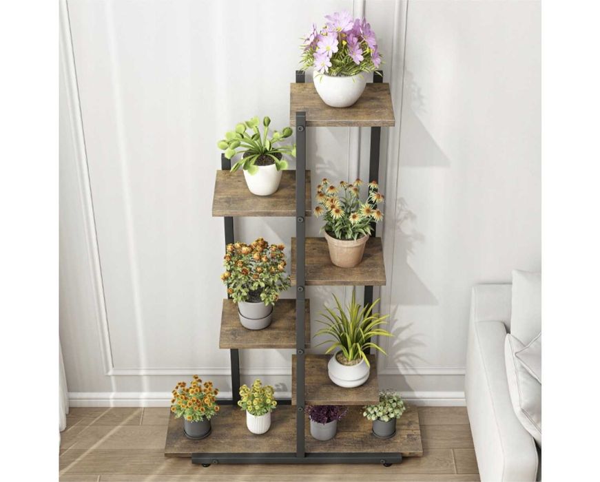 Kwietnik Stojak na Rośliny Kwiaty Rustykalny Regał Drewniane Półki