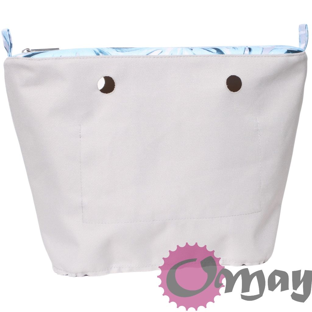 Szary organizer OBAG MINI liście błękitne szare 2 kieszenie wkład OMAY