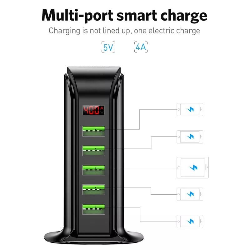 Мережева зарядка  5 USB портів