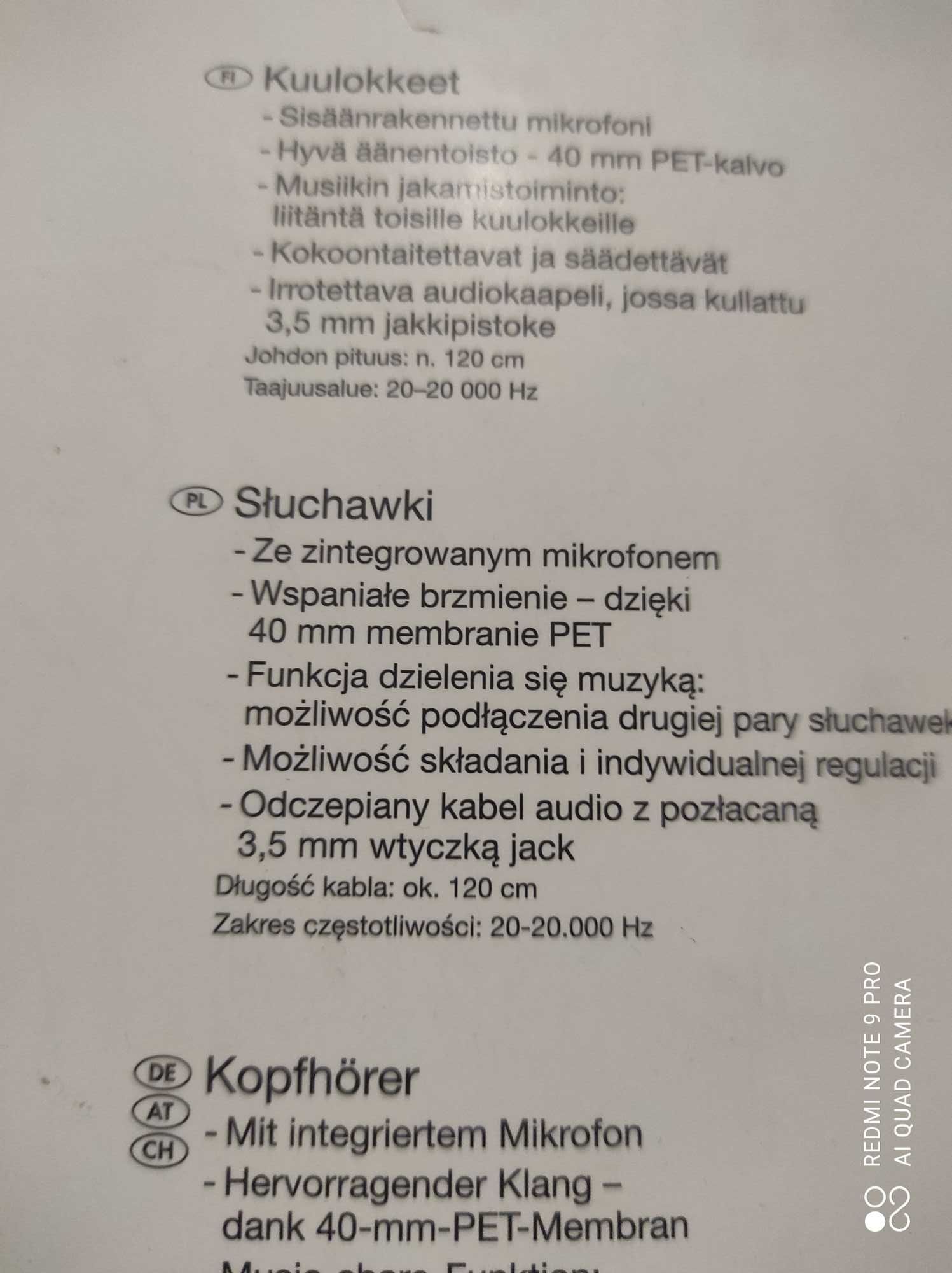 Słuchawki nauszne z mikrofonem
