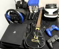 Zestaw: Ps4 PRO, Gry, VR, Move, Guitar Hero, Thrustmaster T150