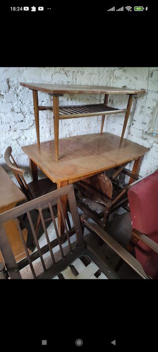 Stary stół rozkladany drewniany duzy do renowacji prl ? Antyk !