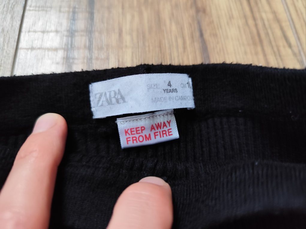Legginsy 98 Zara mięsista prążkowana bawełna czarne klasyka