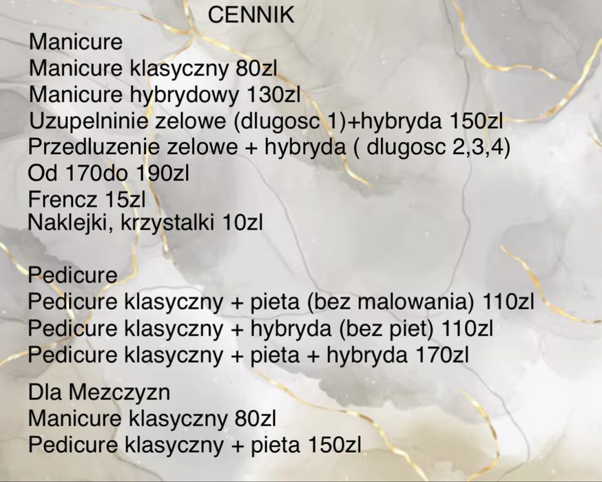 Manicure/Pedicure uslugi Zapraszam