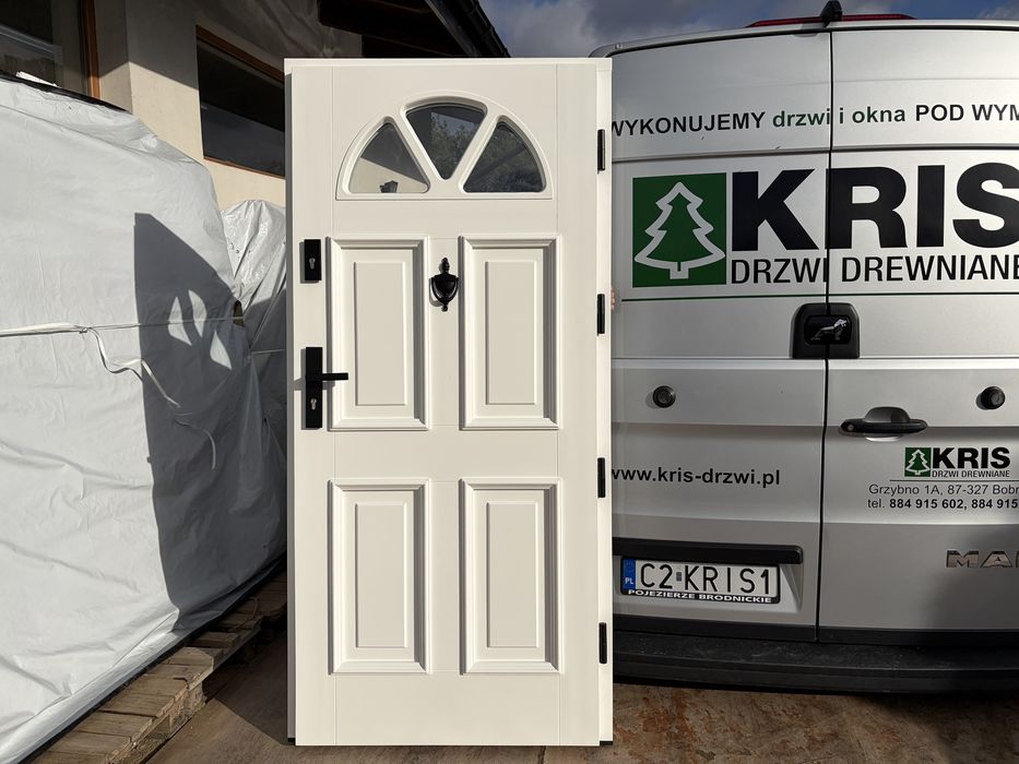 Drzwi zewnętrzne drewniane OD RĘKI białe Angielskie Cała Polska