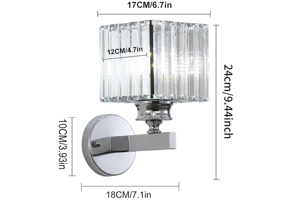 Kinkiet Kryształowy Lampa Ścienna Nowoczesna.