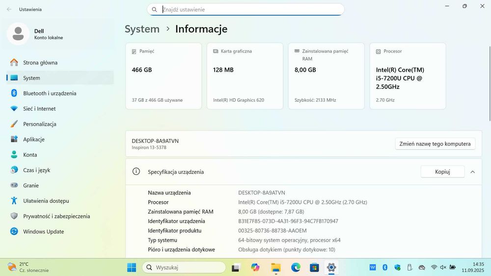 Laptop Tablet Dell Inspiron 13 2w1 i5 RAM 8GB SSD 500GB