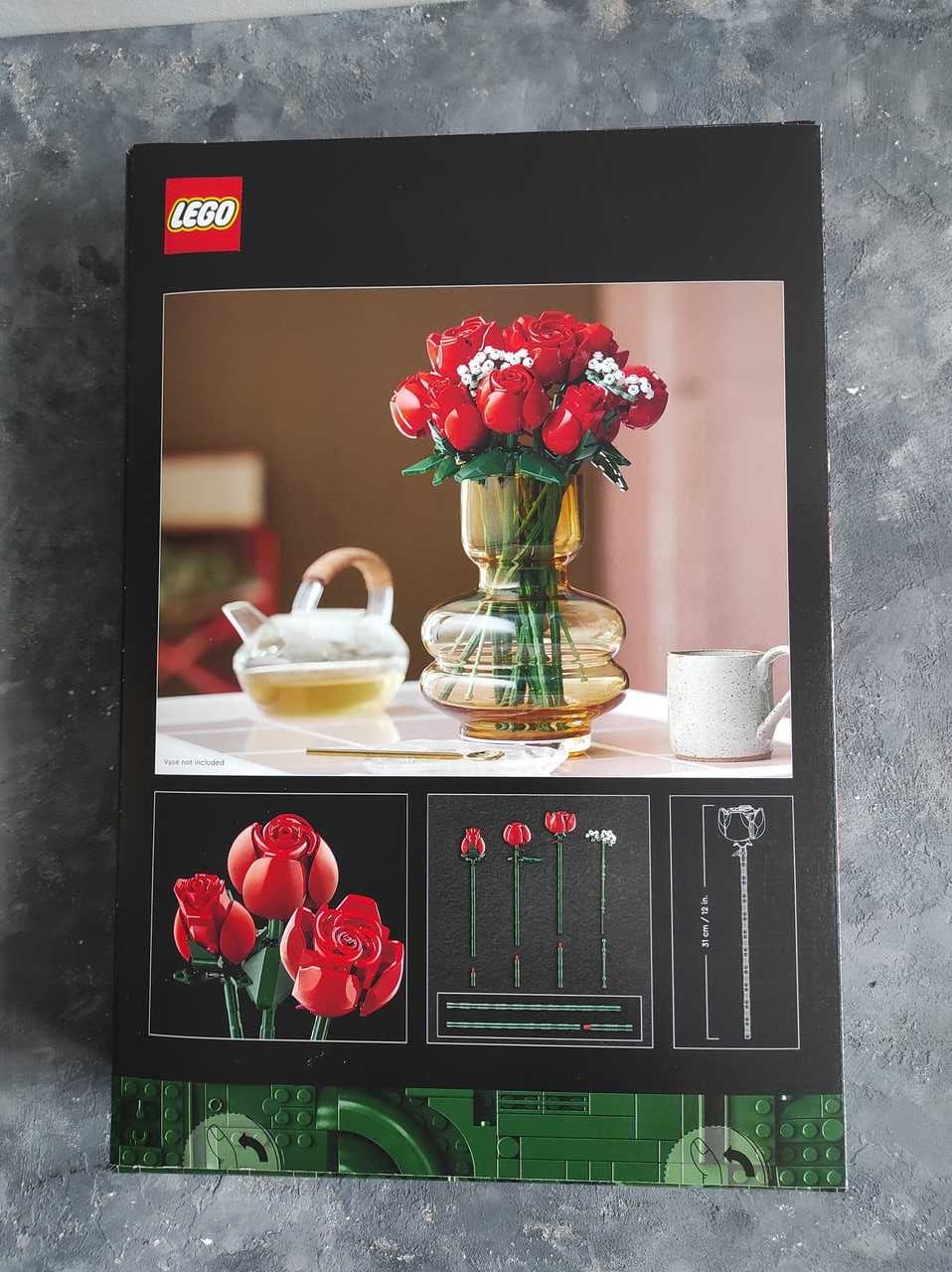 LEGO Bukiet Róż 10328 w pudełku prezentowym z kartką walentynkową
