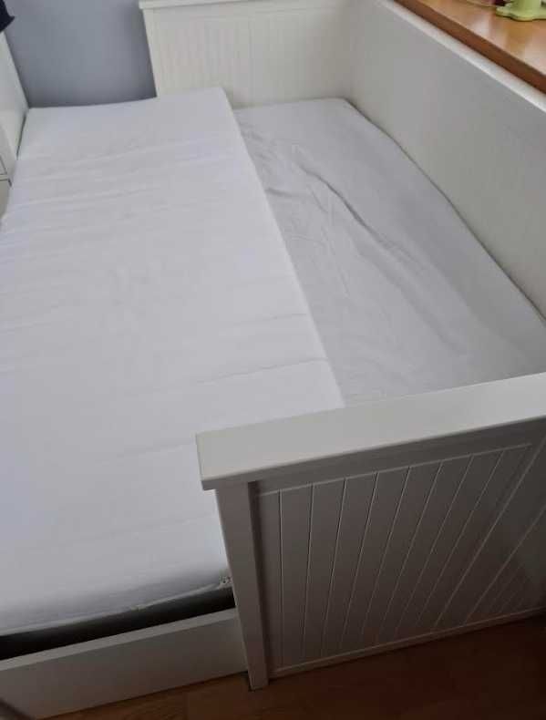 HEMNES IKEA łóżko z 3 szufladami, 2 materace, 80x200 cm