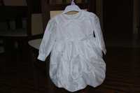 Sukienka biała chrzest roczek 80 długi rękaw