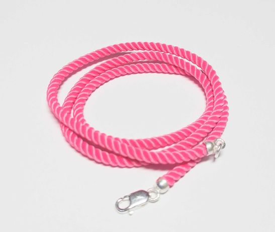 Шелковый шнурочек розовый + серебро замочек