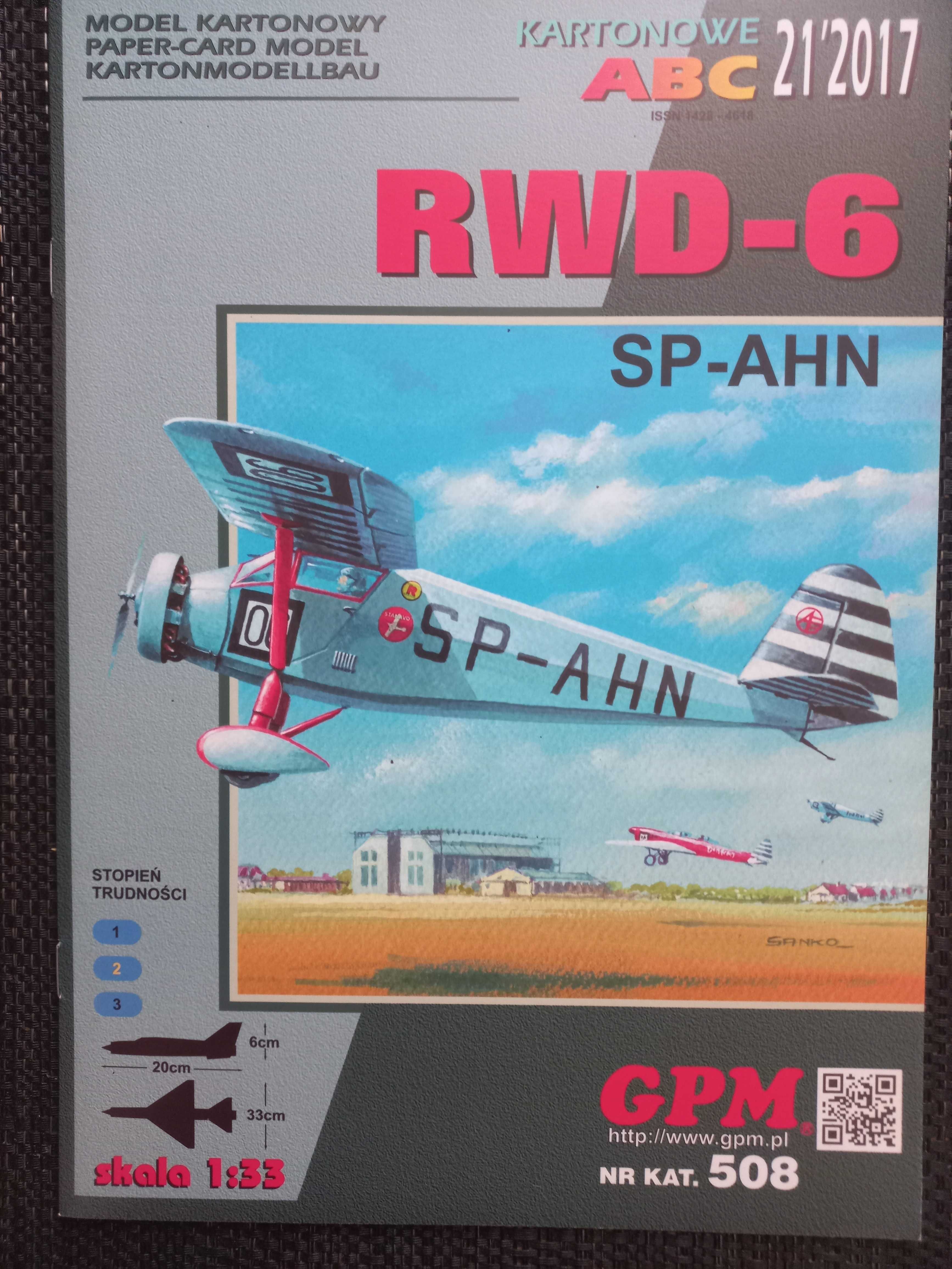 Model Kartonowy GPM 508 Samolot RWD-6 SP-AHN + LASERY