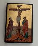 Ícone da Crucificação- Arte Bizantina -Óleo e folha de ouro s/madeira