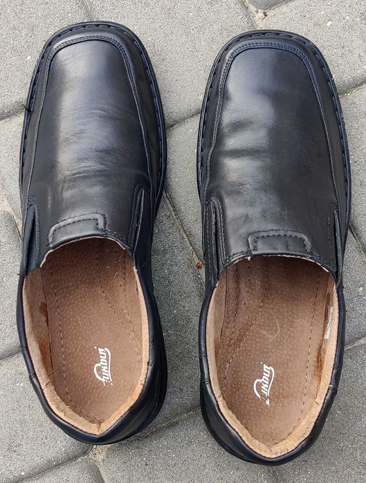 Buty skórzane męskie Łukbut półbuty mokasyny czarne 44