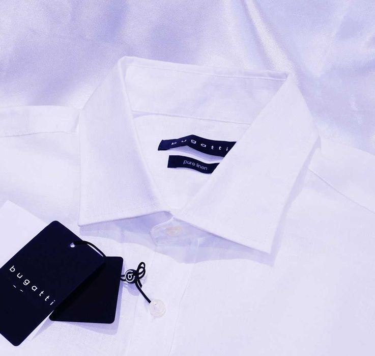 Bugatti koszula L 41/42 długi biała lniana ck th eton ritz r2 berg ysl