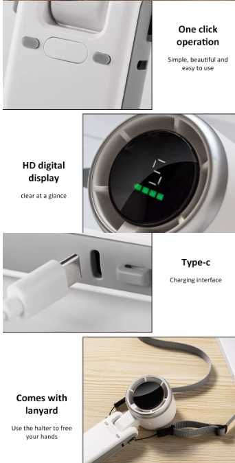 Портативний складаний вентилятор Miberte  (5 режимів, USB зарядка)