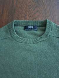 Sweter wełniany w szmaragdowym odcieniu, 100% wełna owcza