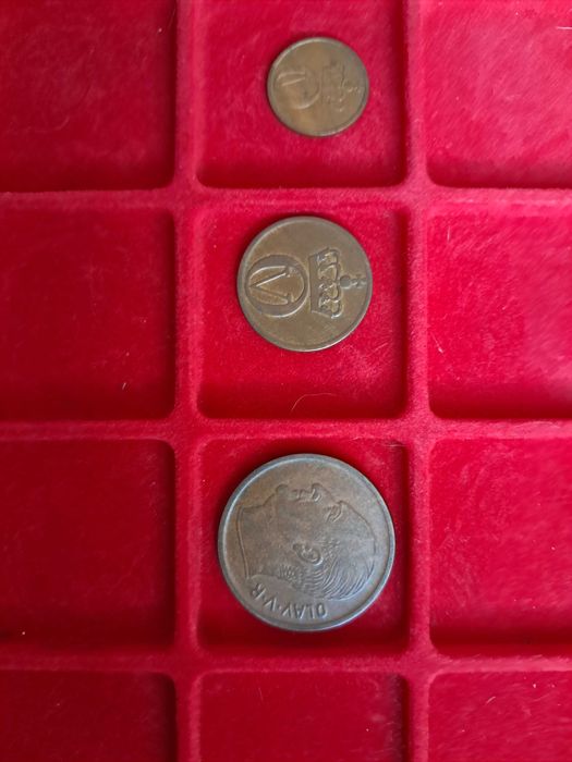 MOEDAS ANTIGAS – Noruega – Lote 3 moedas -  1, 2 e 5 Øre – 1963