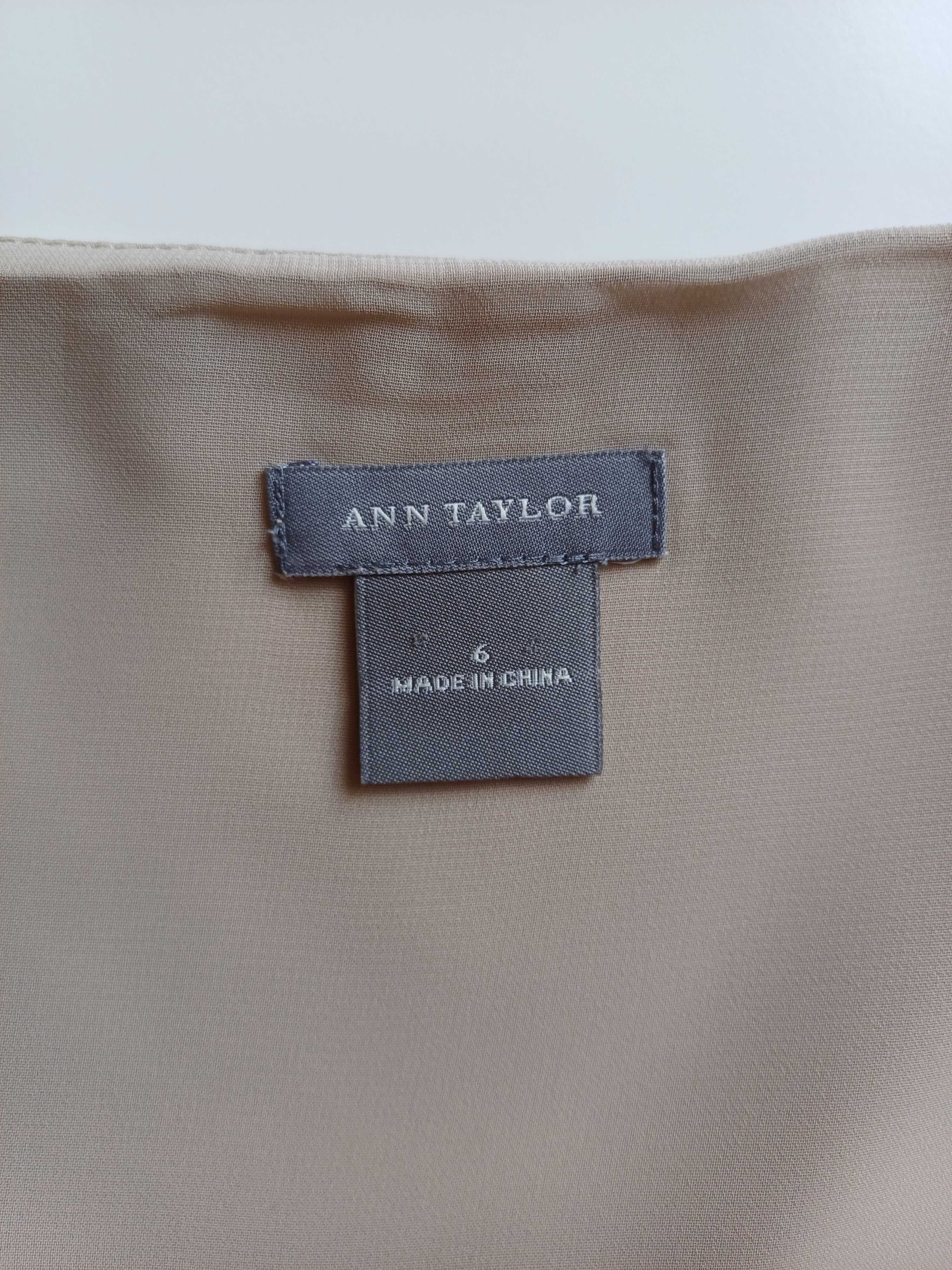 Jedwabna piaskowa koszulka nocna / top rozm. S/M Ann Taylor