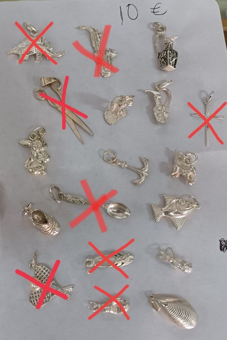 Pingentes em prata 925 para colar ou pulseira. Novo.
