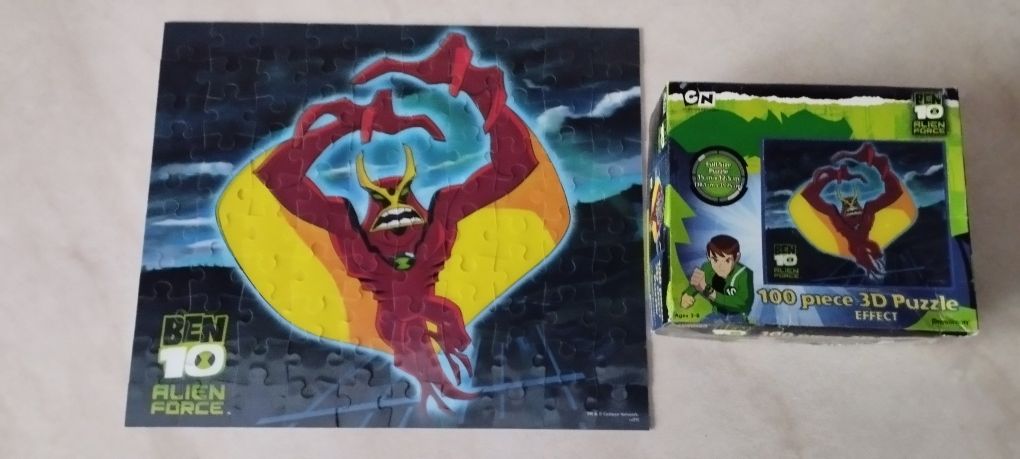 Puzzle dla chłopca z serii Ben 10 3D, 100 elementów kompletne w 100%