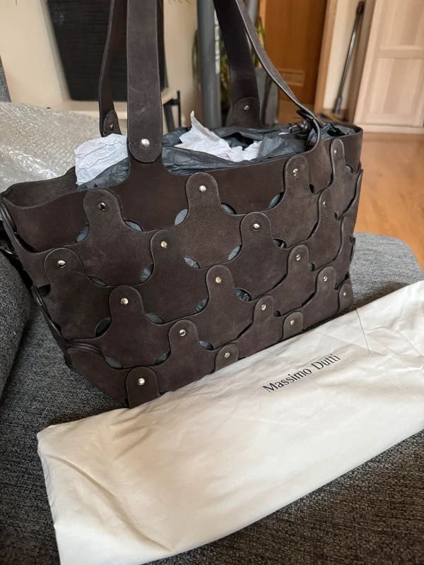 Czekoladowa torebka Massimo Dutti nowa zamsz