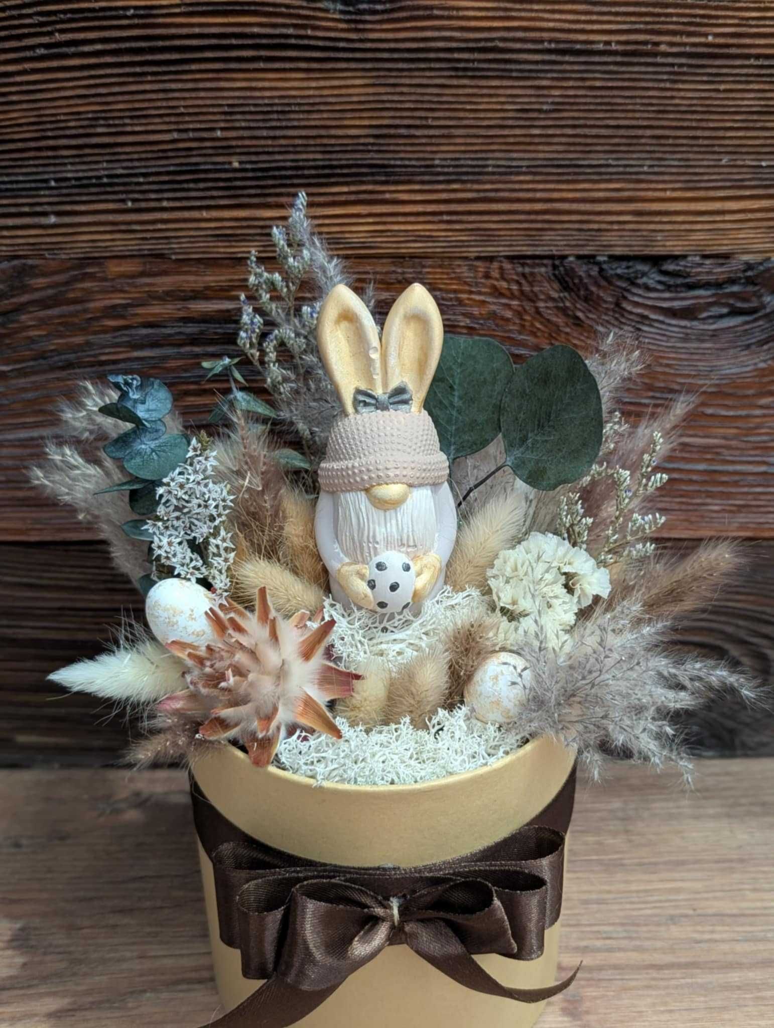 Flowerbox Wielkanocny Naturalny Susz Skrzat Gnom