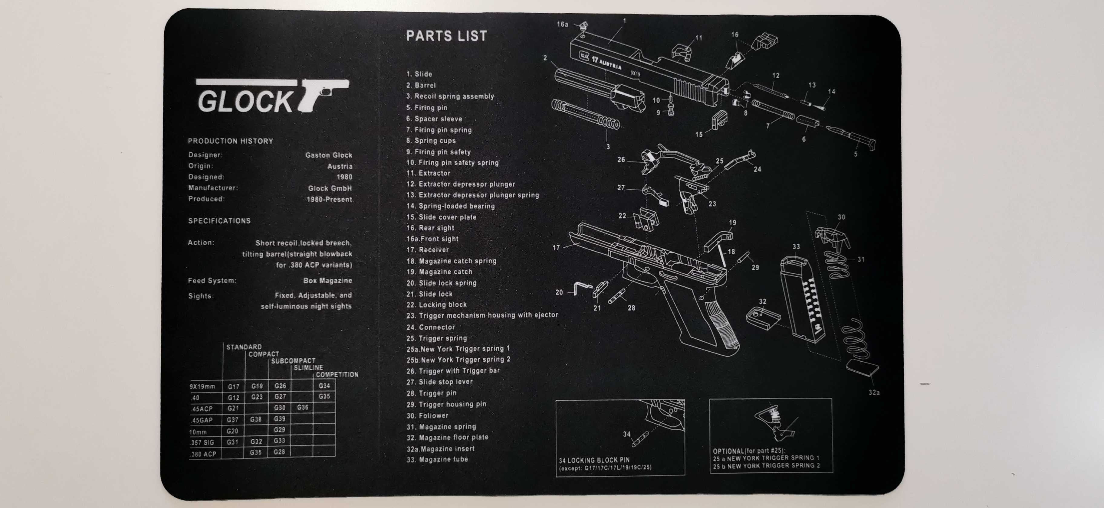 Mata do czyszczenia broni Glock 17 podkładka